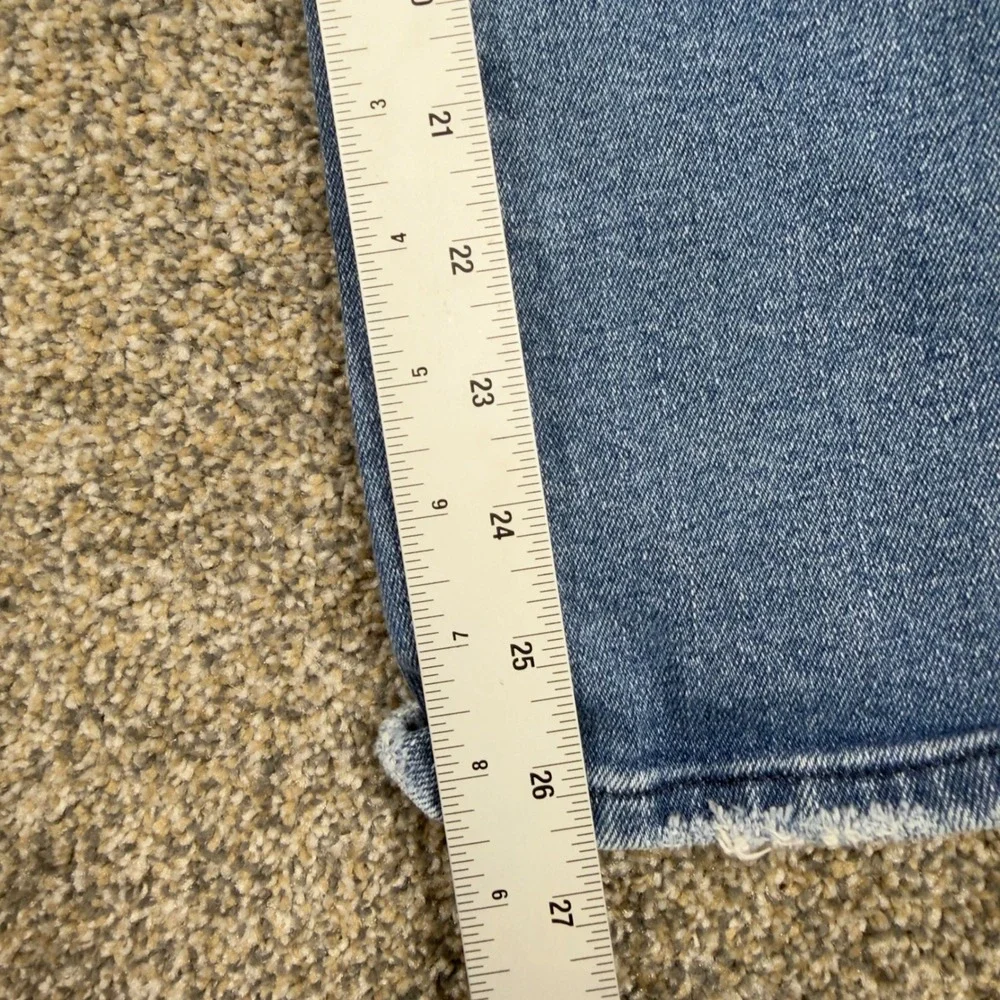 Good American High Rise Straight Leg Raw Hem Jeans Blue Wash Size 2/26 CCSNF602T